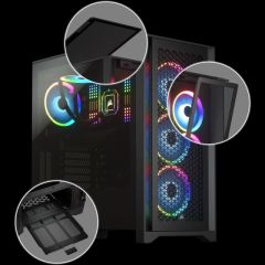 CORSAIR CC-9011200-WW 4000D AIRFLOW TEMPERLI CAM YAN PANEL MID TOWER BILGISAYAR KASASI SIYAH