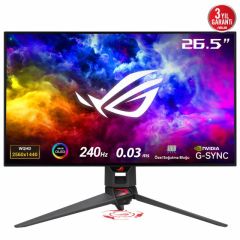 ASUS ROG SWİFT OLED  PG27AQDM 26,5 GAMING OLED EKRAN 2K FREESYNC VE G-SYNC UYUMLU 2560 X 1440 0.03MS 240HZ DP HDMI USB VESA 2YIL EYECARE YUKSEKLIK AYARI PIVOT HDR 99% DCI-P3 10BIT MONİTÖR