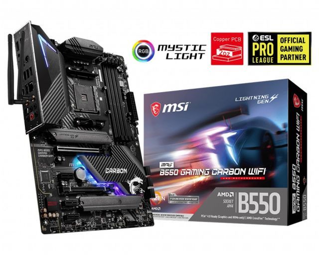 MSI MPG B550 GAMING CARBON WIFI AM4 DDR4 5100(OC) HDMI DP M.2 USB3.2 WIFI RGB ATX
