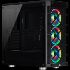 CORSAIR CC-9011188-WW ICUE 465X RGB TEMPERLI CAM YAN PANEL MID TOWER BILGISAYAR KASASI SIYAH