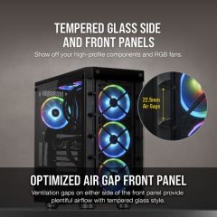 CORSAIR CC-9011188-WW ICUE 465X RGB TEMPERLI CAM YAN PANEL MID TOWER BILGISAYAR KASASI SIYAH