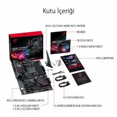 ASUS ROG STRIX B550-F GAMING WIFI II AMD B550 AM4 DDR4 5100 DP HDMI Çift M2 USB3.2 AX WiFi + BT ARGB 2.5Gbit LAN ATX PCIe 4.0 128GB’a kadar ram desteği, AI Ses Engelleyici Mik. Desteği