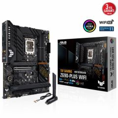 ASUS TUF GAMING Z690-PLUS WIFI INTEL Z690 LGA1700 DDR5 6000 DP HDMI 4X M2 USB3.2 AX WİFİ + BT AURA RGB 2.5GBİT LAN ATX PCIE5.0 İKİ YÖNLÜ AI SES ENGELLEYİCİ MİK.TUF PROTECTION