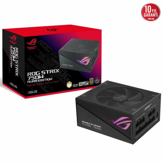 ASUS ROG-STRIX-750G AURA 80+ GOLD 750W MODÜLER ATX 3.0 UYUMLU PCI-E 5.0 10 YIL GARANTİ