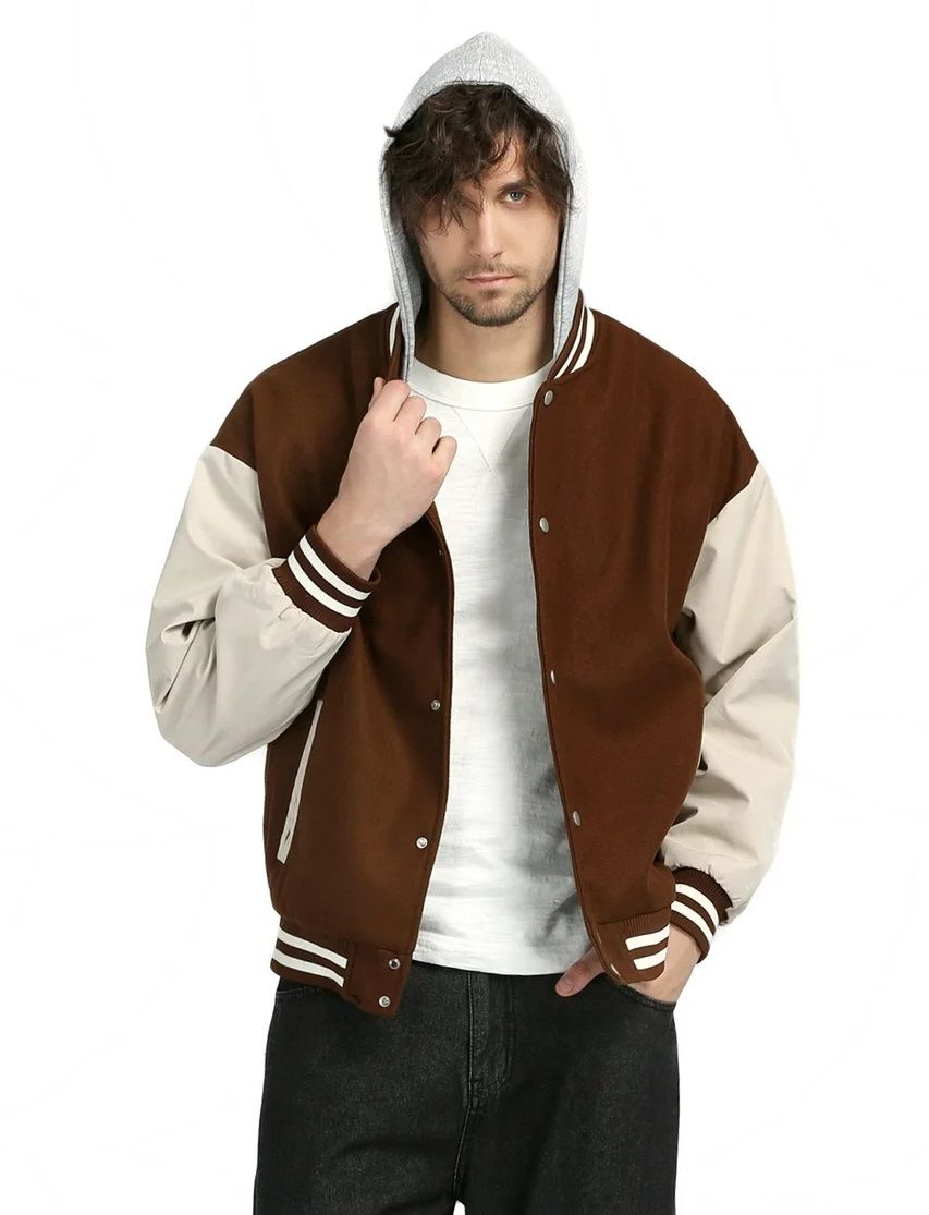Kapüşonlu Nakışlı ve Baskılı Kolej Montu, Varsity, Bomber Ceket KPL01