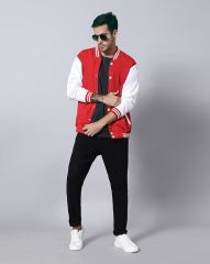 Kırmızı Beyaz Nakışlı ve Baskılı Kolej Montu, Varsity, Bomber Ceket PL35
