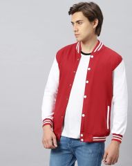 Kırmızı Beyaz Nakışlı ve Baskılı Kolej Montu, Varsity, Bomber Ceket PL35