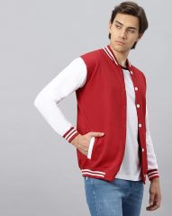 Kırmızı Beyaz Nakışlı ve Baskılı Kolej Montu, Varsity, Bomber Ceket PL35