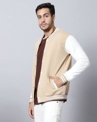 Krem Beyaz Nakışlı ve Baskılı Kolej Montu, Varsity, Bomber Ceket PL37