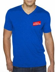 V Yaka Penye T-Shirt - Saks Mavi