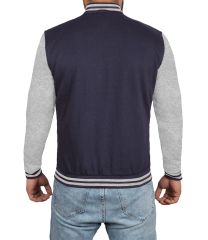 Lacivert Gri Nakışlı ve Baskılı Kolej Montu, Varsity, Bomber Ceket PL27
