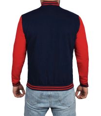 Lacivert Kırmızı Nakışlı ve Baskılı Kolej Montu, Varsity, Bomber Ceket PL28