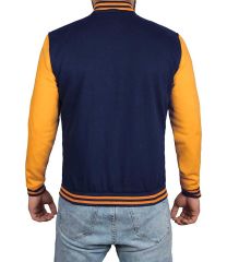 Sarı Lacivert Nakışlı ve Baskılı Kolej Montu, Varsity, Bomber Ceket PL29