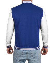 Mavi Beyaz Nakışlı ve Baskılı Kolej Montu, Varsity, Bomber Ceket PL30