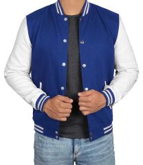 Mavi Beyaz Nakışlı ve Baskılı Kolej Montu, Varsity, Bomber Ceket PL30