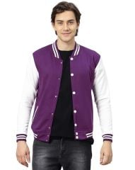Mor Beyaz Nakışlı ve Baskılı Kolej Montu, Varsity, Bomber Ceket PL34