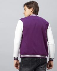 Mor Beyaz Nakışlı ve Baskılı Kolej Montu, Varsity, Bomber Ceket PL34