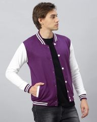 Mor Beyaz Nakışlı ve Baskılı Kolej Montu, Varsity, Bomber Ceket PL34