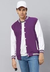 Mor Beyaz Nakışlı ve Baskılı Kolej Montu, Varsity, Bomber Ceket PL34