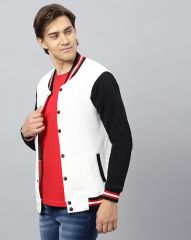 Beyaz Siyah Nakışlı ve Baskılı Kolej Montu, Varsity, Bomber Ceket PL36