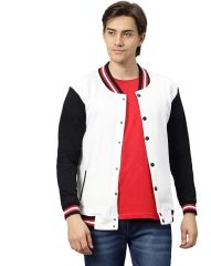 Beyaz Siyah Nakışlı ve Baskılı Kolej Montu, Varsity, Bomber Ceket PL36