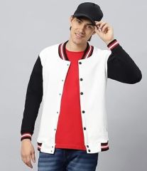 Beyaz Siyah Nakışlı ve Baskılı Kolej Montu, Varsity, Bomber Ceket PL36