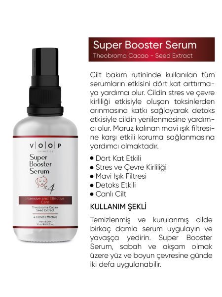 VOOP Super Booster 4 Kat Etkili Cacao Seed Extract Serum 30 Ml