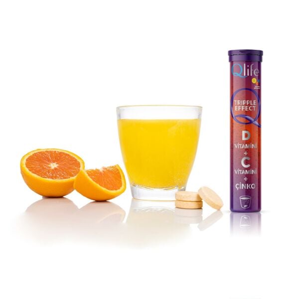 Qlife Tripple Effect D Vitamini + C Vitamini + Çinko 20 Efervesan Tablet