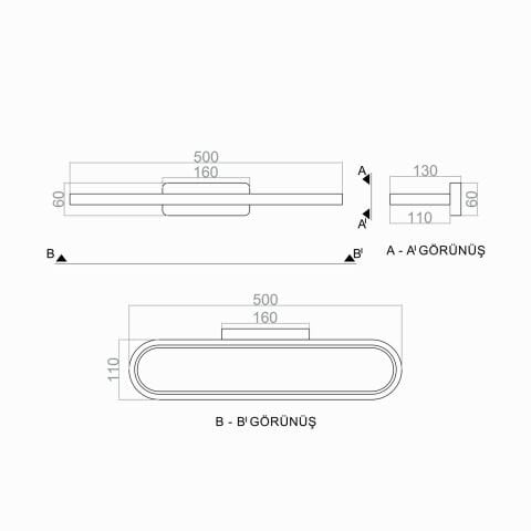 Led Aplik Elips PLA74142  Duvar Aplik