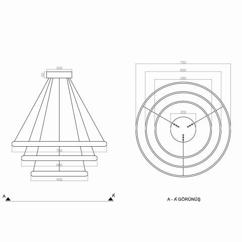 Sarkıt Led Avize Visgraat PLA30005 Led Avize