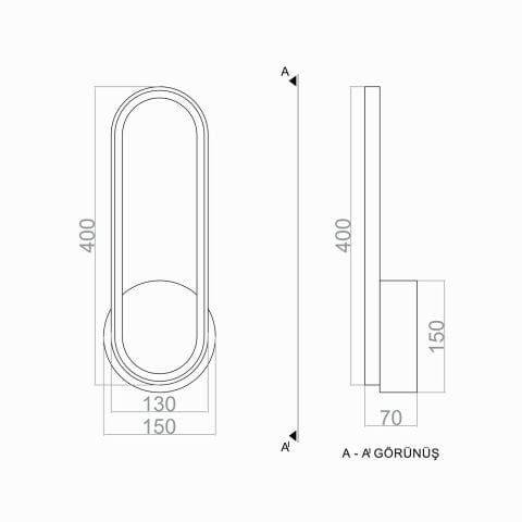 Led Aplik PLA74136 Elips Duvar Aplik