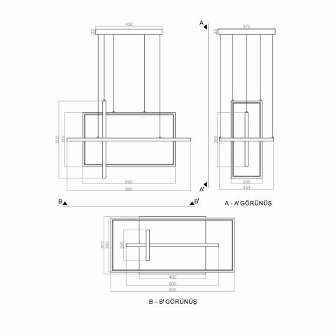 Sarkıt Led Avize Square Lux PLA30072 Led Avize