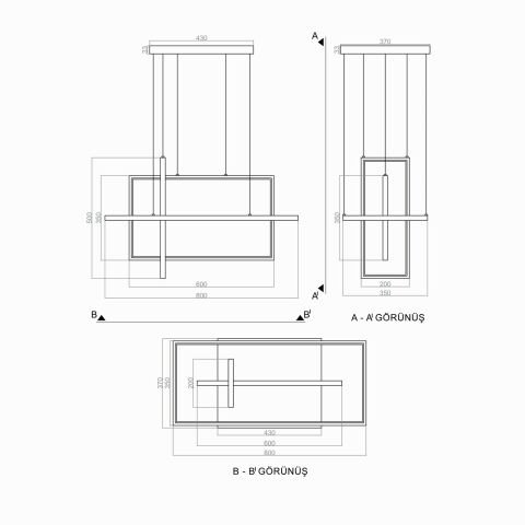 Sarkıt Led Avize Square Lux Pro PLA30072 Led Avize