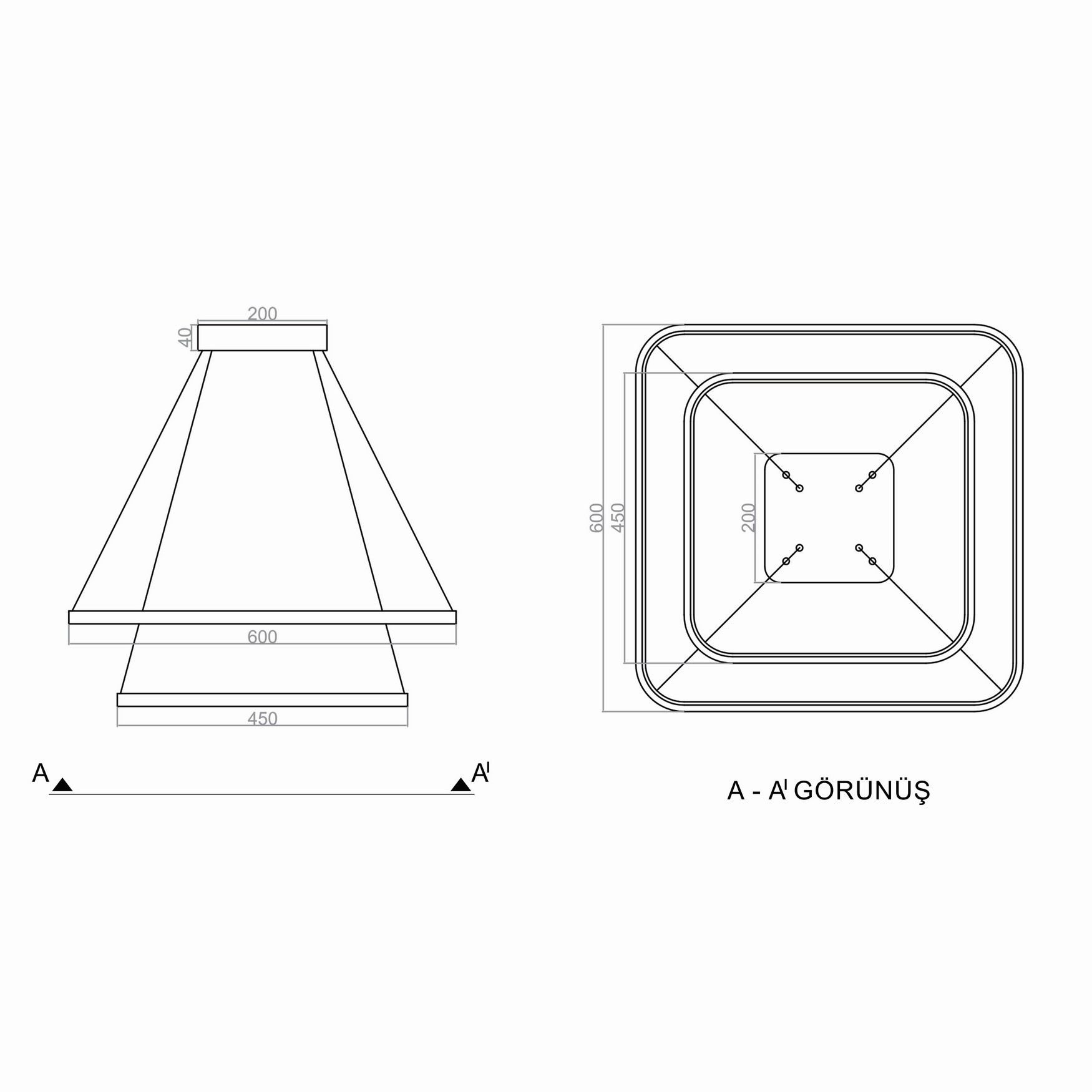 Sarkıt Led Avize Oval Corner Pro PLA30014 Led Avize