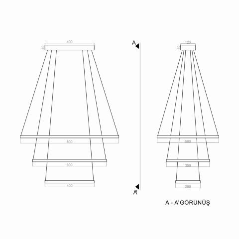 Sarkıt Led Avize Oval Triangle PLA30067 Led Avize