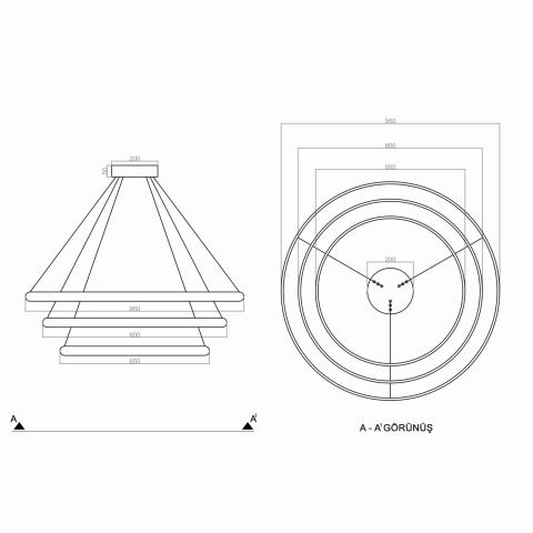 Sarkıt Led Avize Visgraat PLA30007 Led Avize
