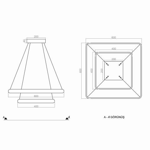 Sarkıt Led Avize Oval Köşe PLA30013 Led Avize