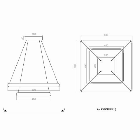 Sarkıt Led Avize Oval Köşe PLA30013 Led Avize