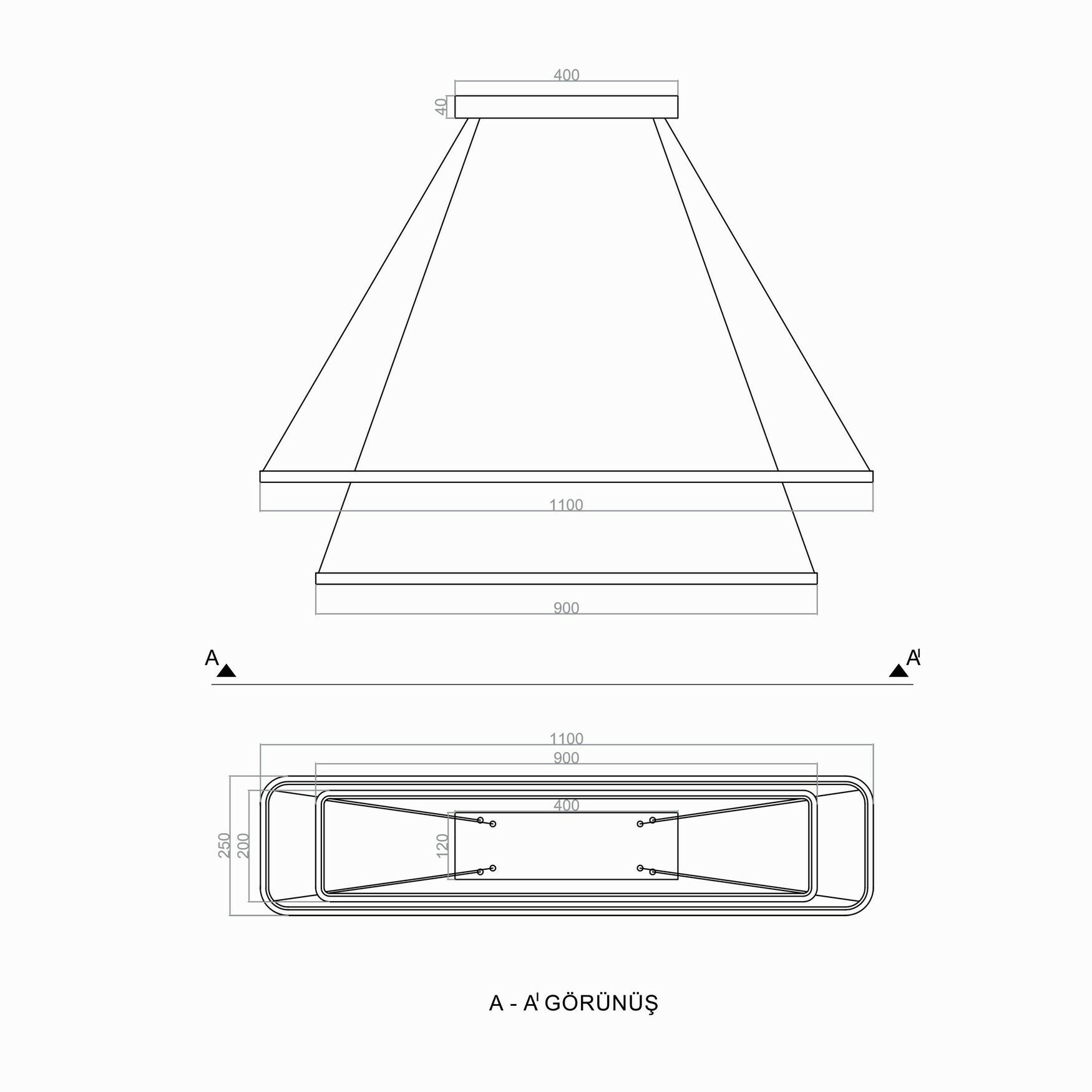 Sarkıt Led Avize Oval Corner PLA30024 Led Avize