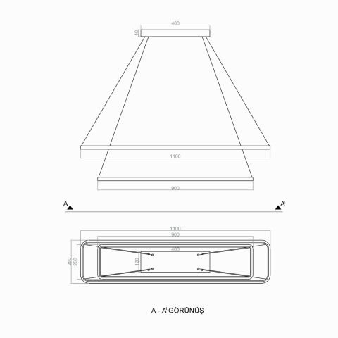 Sarkıt Led Avize Oval Corner PLA30024 Led Avize