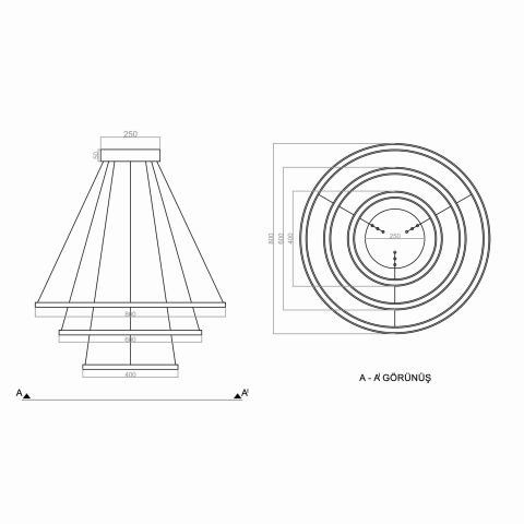 Sarkıt Led Avize Saturn PLA30050 Led Avize