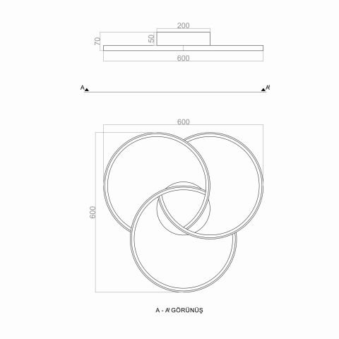 Plafonyer Led Avize PLA30033 Üçlü Plafonyer