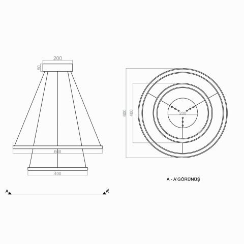 Sarkıt Led Avize Saturn PLA30052 Led Avize