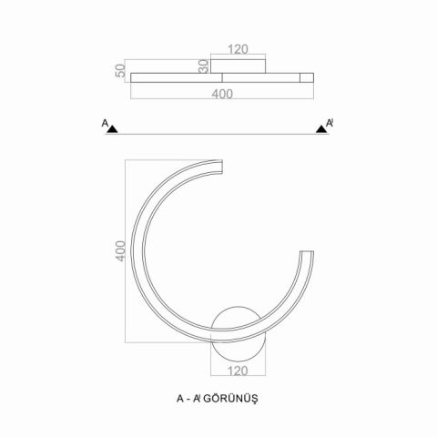 Led Aplik Moon 40 Cm PLA74150