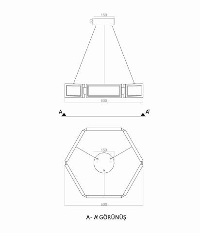 Sarkıt Led Avize Frame PLA32127 Led Avize