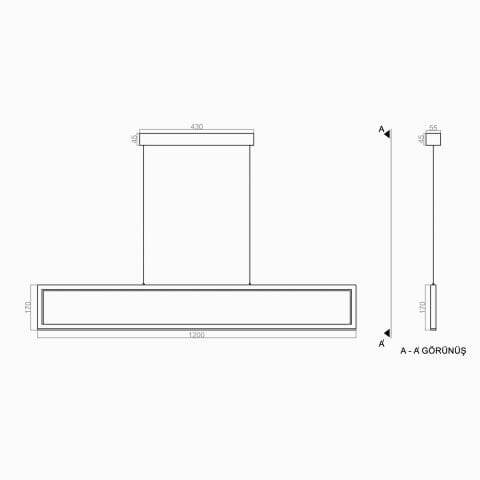 Sarkıt Led Avize Rectangle PLA30049 Led Avize