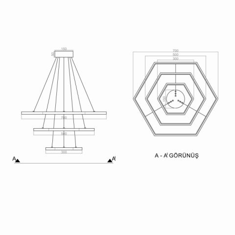 Sarkıt Led Avize 3'lü 6 Gen PL30034