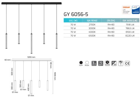 Goya Gy 6056-5 70 Watt Sarkıt Armatür
