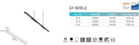 Goya Gy 8010-2 15 Watt Sarkıt Linear Armatür