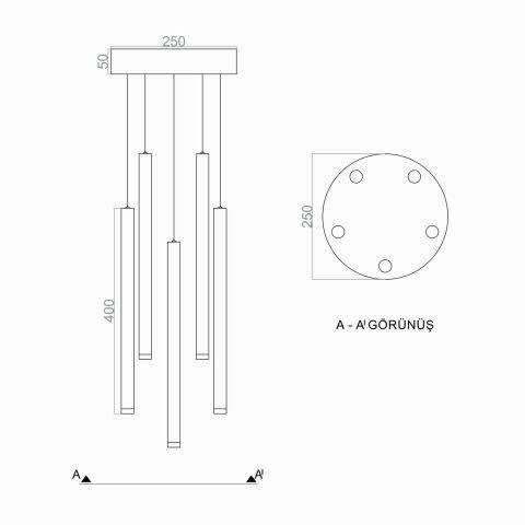 Sarkıt Led Avize Lux Rod PLA83000Y Led Avize